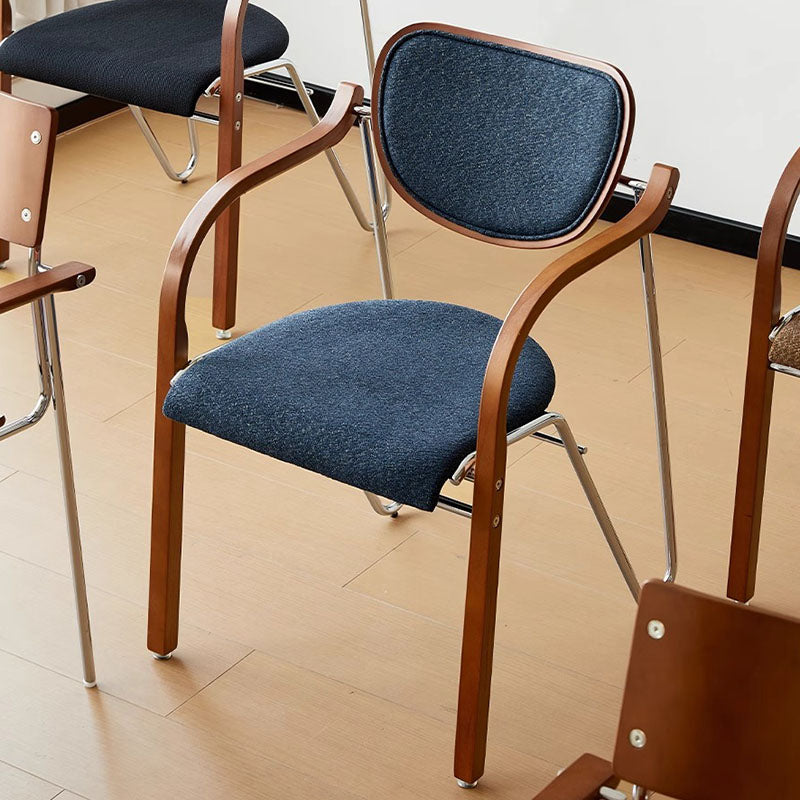 Modern Art Deco Curved Fabric Solid Wood Multi-Layer Plate Iron Dining Chair Backrest Armrest For Dining Room