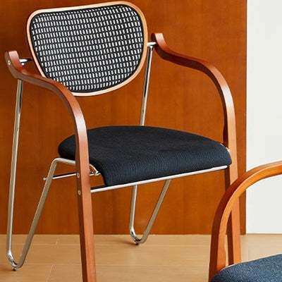 Modern Art Deco Curved Fabric Solid Wood Multi-Layer Plate Iron Dining Chair Backrest Armrest For Dining Room
