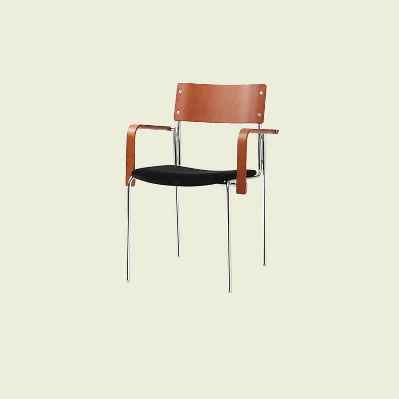 Modern Minimalist Rectangular Fabric Solid Wood Multi-Layer Plate Iron Dining Chair Backrest Armrest For Dining Room