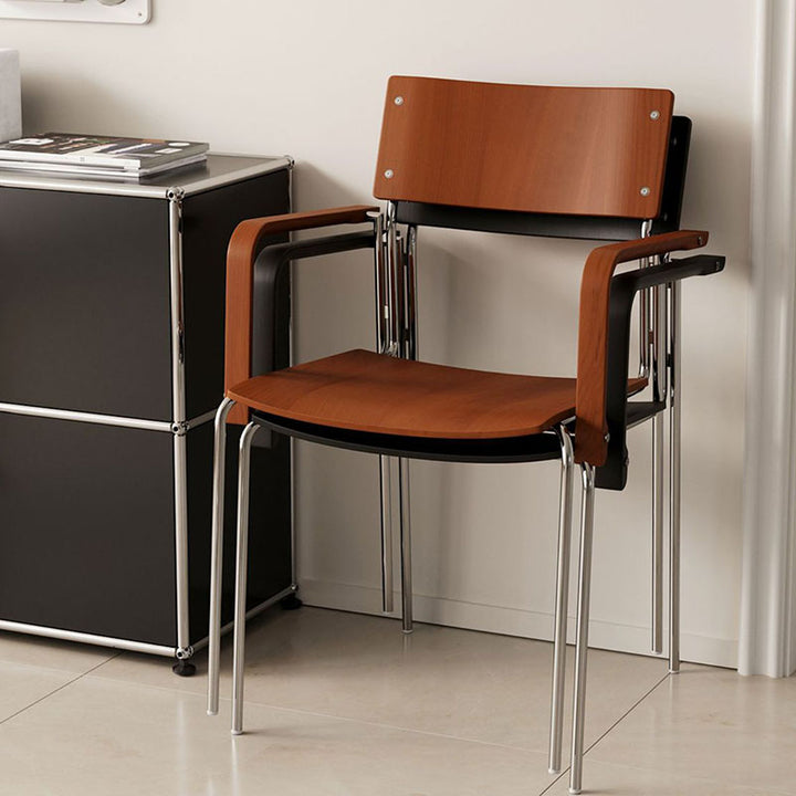 Modern Minimalist Rectangular Fabric Solid Wood Multi-Layer Plate Iron Dining Chair Backrest Armrest For Dining Room