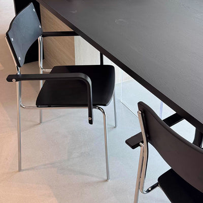 Modern Minimalist Rectangular Fabric Solid Wood Multi-Layer Plate Iron Dining Chair Backrest Armrest For Dining Room