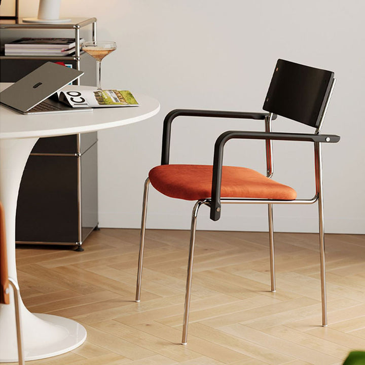 Modern Minimalist Rectangular Fabric Solid Wood Multi-Layer Plate Iron Dining Chair Backrest Armrest For Dining Room