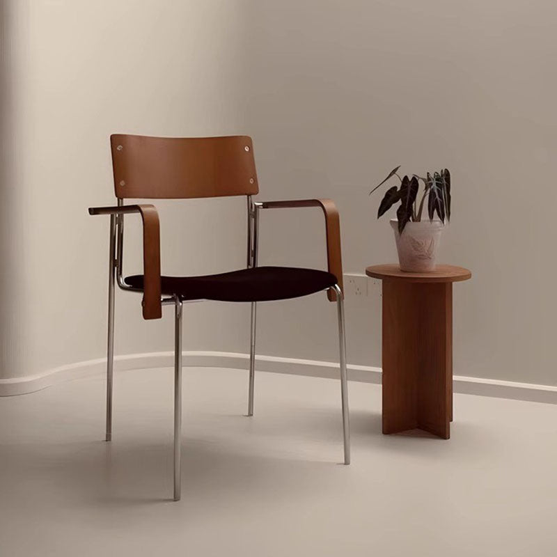 Modern Minimalist Rectangular Fabric Solid Wood Multi-Layer Plate Iron Dining Chair Backrest Armrest For Dining Room