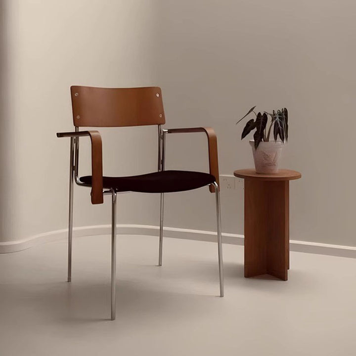 Modern Minimalist Rectangular Fabric Solid Wood Multi-Layer Plate Iron Dining Chair Backrest Armrest For Dining Room