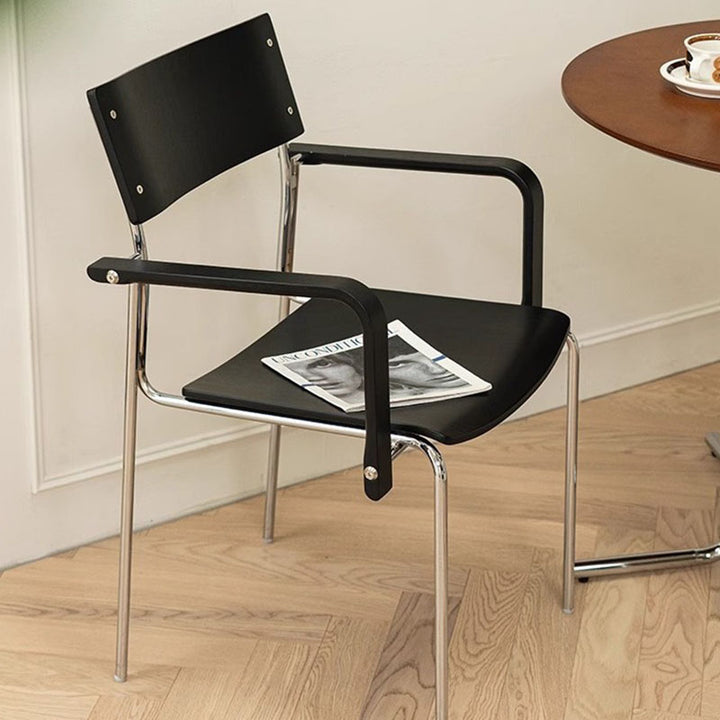 Modern Minimalist Rectangular Fabric Solid Wood Multi-Layer Plate Iron Dining Chair Backrest Armrest For Dining Room