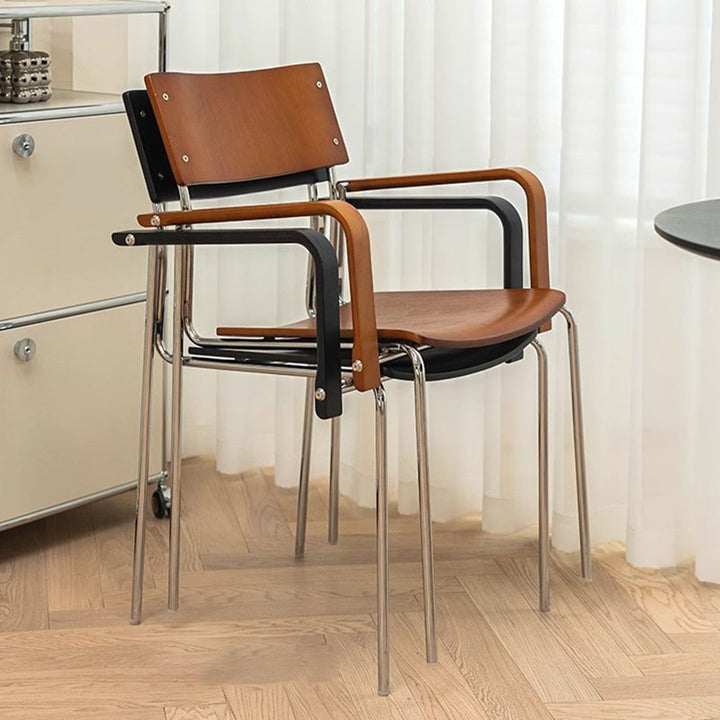 Modern Minimalist Rectangular Fabric Solid Wood Multi-Layer Plate Iron Dining Chair Backrest Armrest For Dining Room