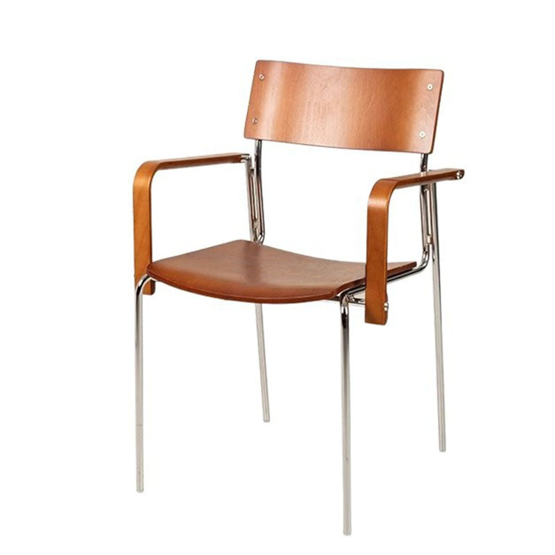 Modern Minimalist Rectangular Fabric Solid Wood Multi-Layer Plate Iron Dining Chair Backrest Armrest For Dining Room