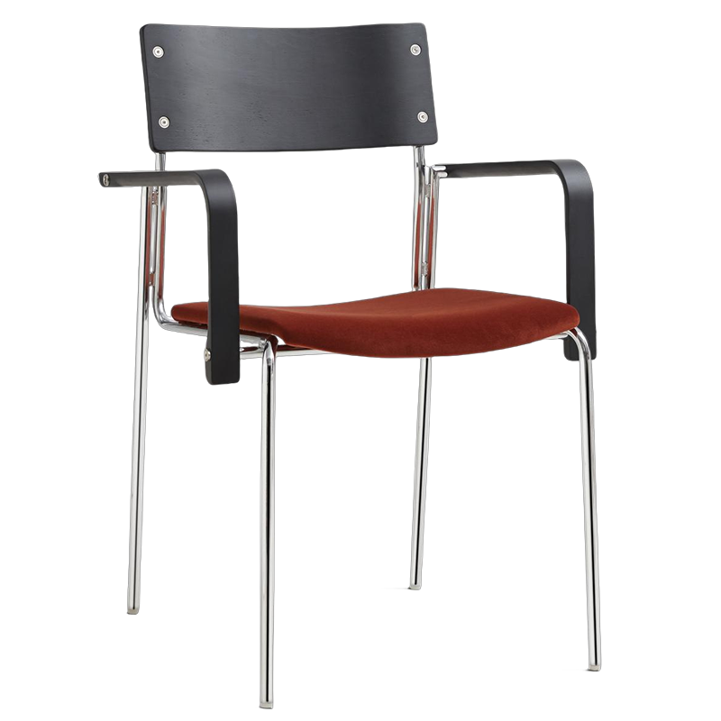 Modern Minimalist Rectangular Fabric Solid Wood Multi-Layer Plate Iron Dining Chair Backrest Armrest For Dining Room