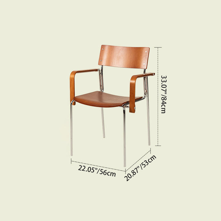 Modern Minimalist Rectangular Fabric Solid Wood Multi-Layer Plate Iron Dining Chair Backrest Armrest For Dining Room