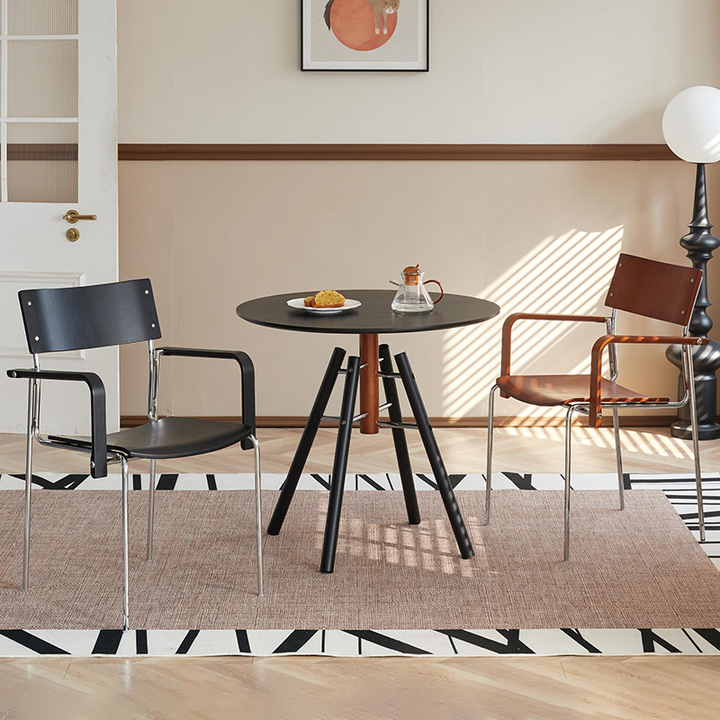 Modern Minimalist Rectangular Fabric Solid Wood Multi-Layer Plate Iron Dining Chair Backrest Armrest For Dining Room