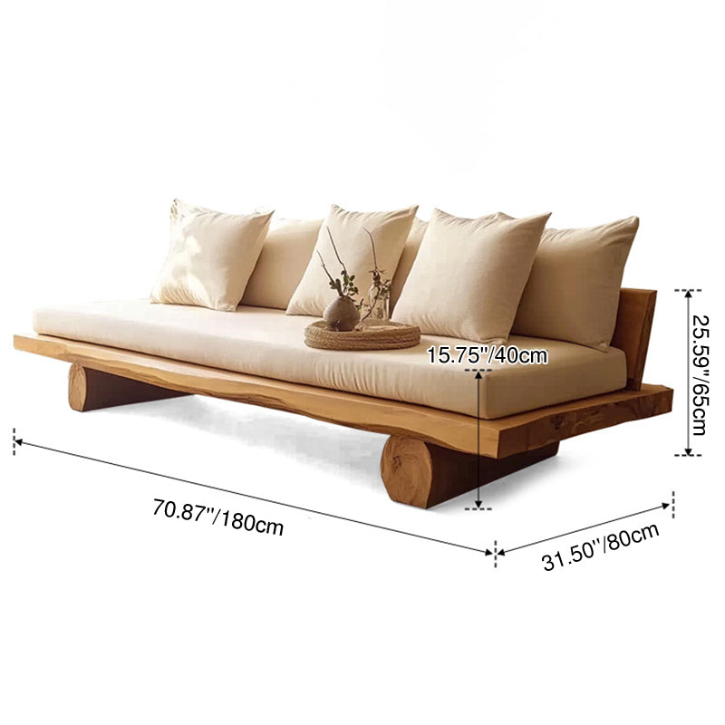 Modern Minimalist Rectangular Solid Wood Linen Sofa Backrest Armless For Living Room
