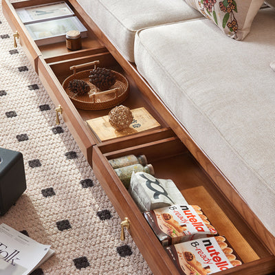 Contemporary Boho Curved Solid Wood Rattan Linen Accent Chair Backrest Armrest For Living Room