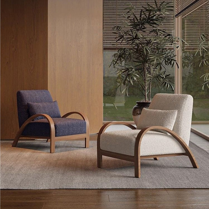 Traditional Vintage Rectangular Sherpa Fabric Carbon Steel Accent Chair Backrest Armrest For Living Room