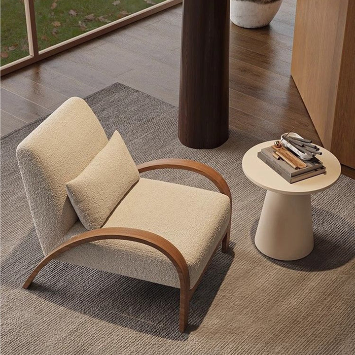 Traditional Vintage Rectangular Sherpa Fabric Carbon Steel Accent Chair Backrest Armrest For Living Room