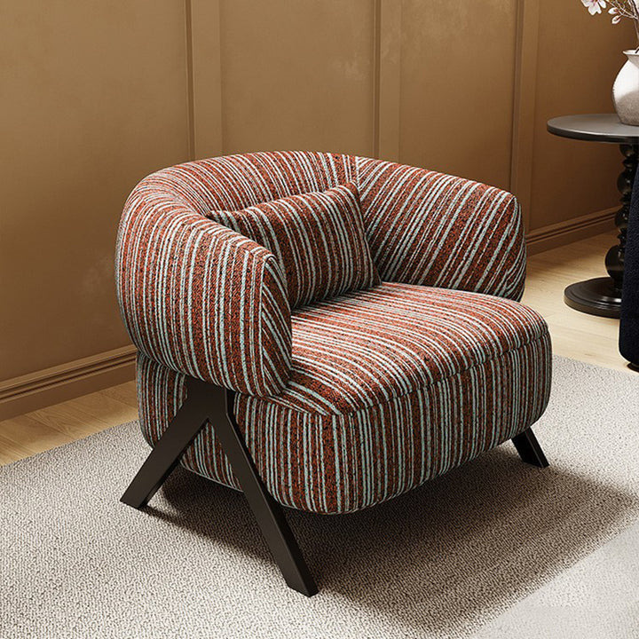 Traditional Vintage Rectangular Cotton-Linen Carbon Steel Accent Chair Backrest Armrest For Living Room