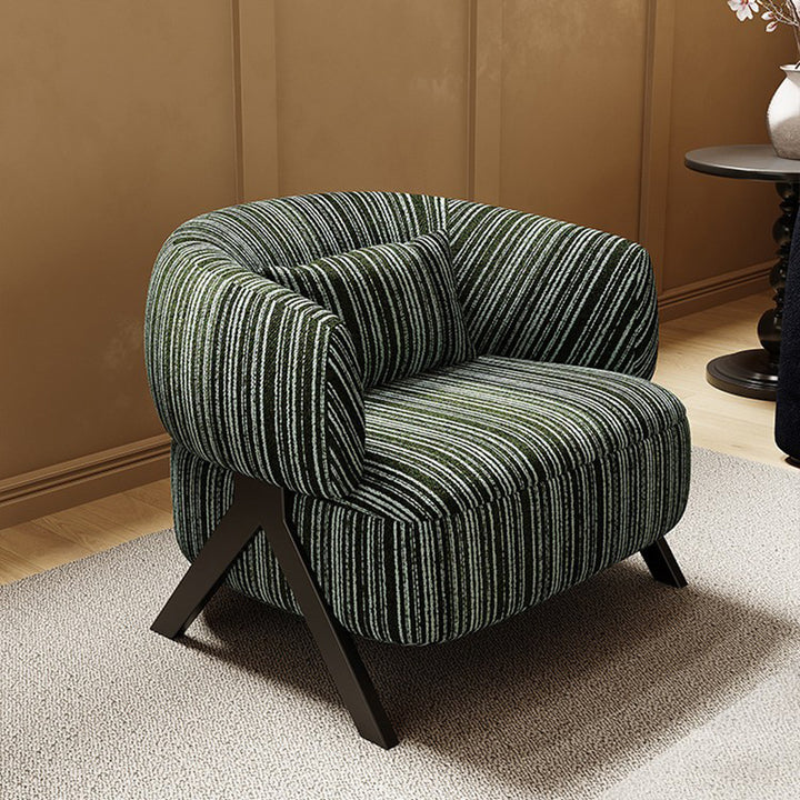Traditional Vintage Rectangular Cotton-Linen Carbon Steel Accent Chair Backrest Armrest For Living Room