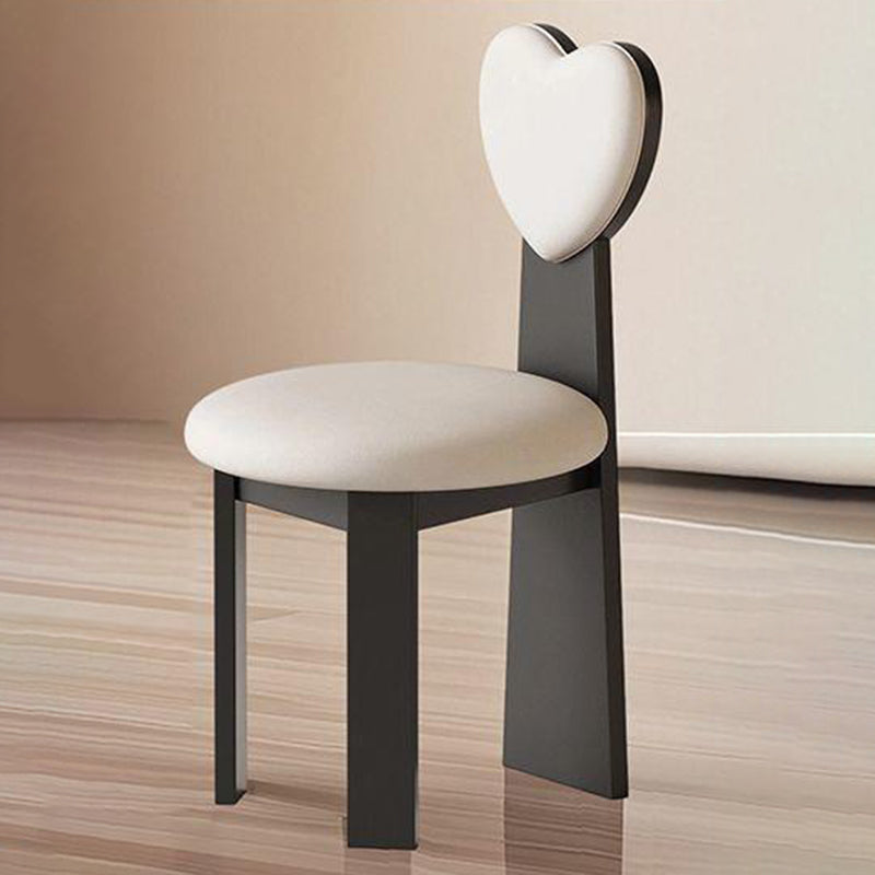 Contemporary Nordic Heart-Shaped Solid Wood Microfiber Leather Dining Chair Backrest Armless For Dining Room & Kitchen