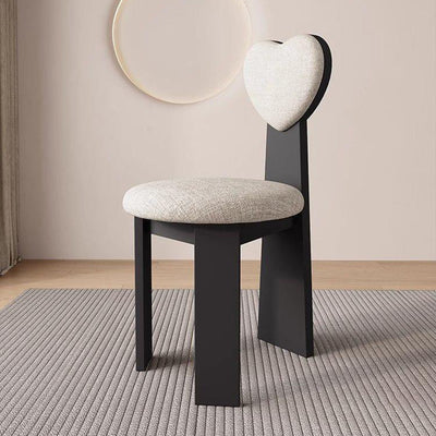 Contemporary Nordic Heart-Shaped Solid Wood Microfiber Leather Dining Chair Backrest Armless For Dining Room & Kitchen