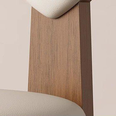 Contemporary Nordic Heart-Shaped Solid Wood Microfiber Leather Dining Chair Backrest Armless For Dining Room & Kitchen
