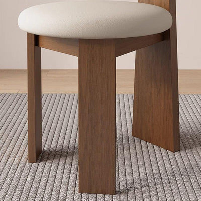 Contemporary Nordic Heart-Shaped Solid Wood Microfiber Leather Dining Chair Backrest Armless For Dining Room & Kitchen