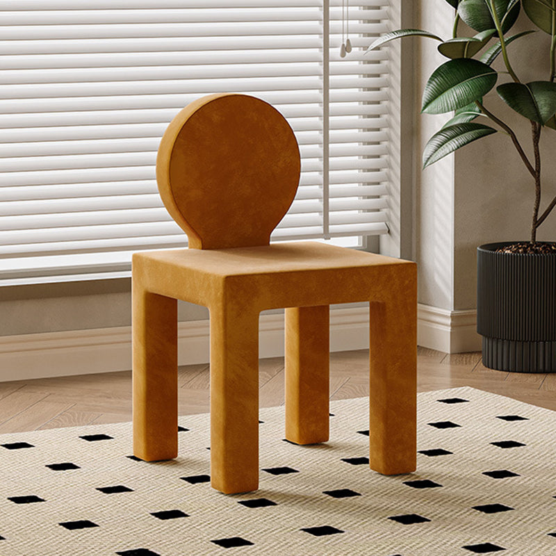 Contemporary Nordic Rectangular Brushed Velvet Solid Wood Dining Chair Backrest Armless For Dining Room & Kitchen