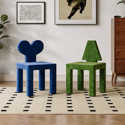 Contemporary Nordic Rectangular Brushed Velvet Solid Wood Dining Chair Backrest Armless For Dining Room & Kitchen