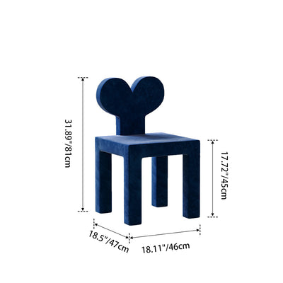 Contemporary Nordic Rectangular Brushed Velvet Solid Wood Dining Chair Backrest Armless For Dining Room & Kitchen