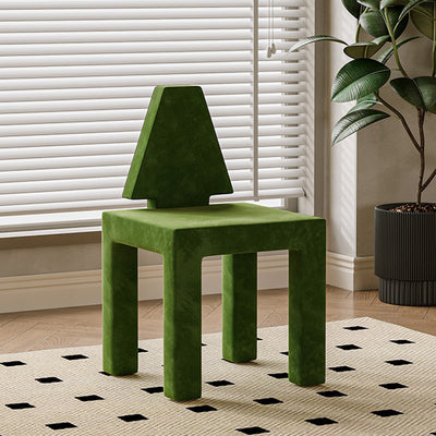 Contemporary Nordic Rectangular Brushed Velvet Solid Wood Dining Chair Backrest Armless For Dining Room & Kitchen