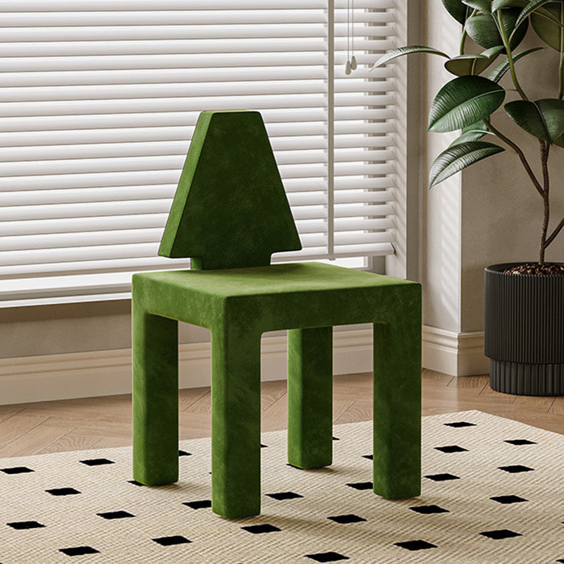 Contemporary Nordic Rectangular Brushed Velvet Solid Wood Dining Chair Backrest Armless For Dining Room & Kitchen