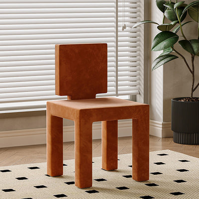 Contemporary Nordic Rectangular Brushed Velvet Solid Wood Dining Chair Backrest Armless For Dining Room & Kitchen