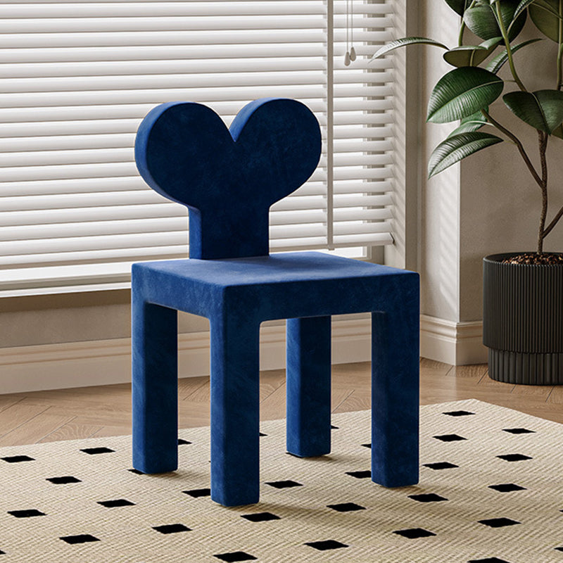 Contemporary Nordic Rectangular Brushed Velvet Solid Wood Dining Chair Backrest Armless For Dining Room & Kitchen