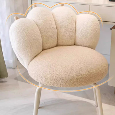 Modern Minimalist Cat-Claw-Shaped Lambswool Carbon Steel Vanity Stool Backrest Armless For Bedroom