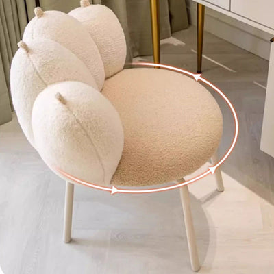 Modern Minimalist Cat-Claw-Shaped Lambswool Carbon Steel Vanity Stool Backrest Armless For Bedroom