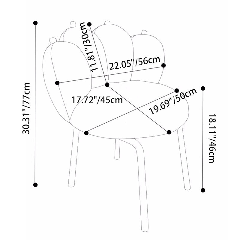 Modern Minimalist Cat-Claw-Shaped Lambswool Carbon Steel Vanity Stool Backrest Armless For Bedroom