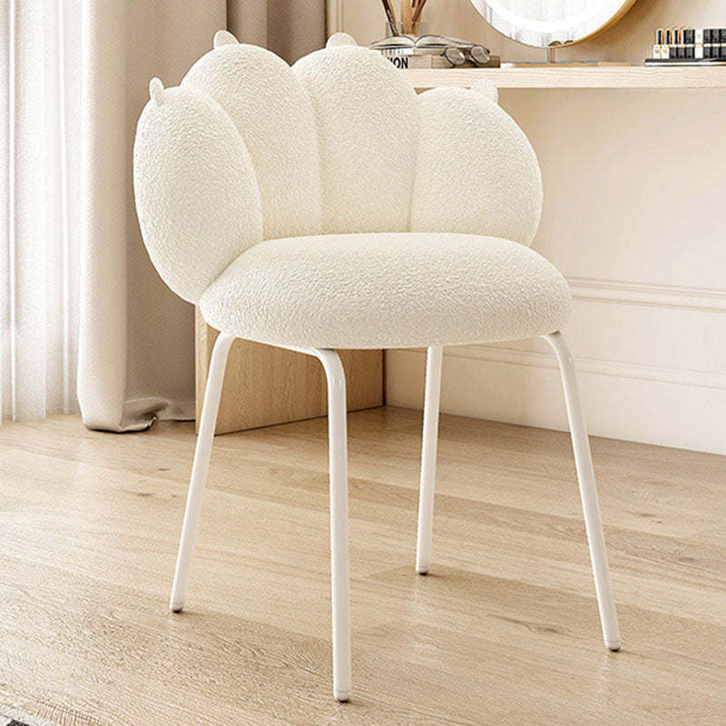 Modern Minimalist Cat-Claw-Shaped Lambswool Carbon Steel Vanity Stool Backrest Armless For Bedroom
