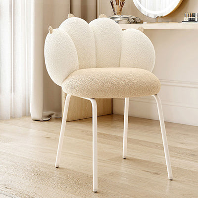 Modern Minimalist Cat-Claw-Shaped Lambswool Carbon Steel Vanity Stool Backrest Armless For Bedroom