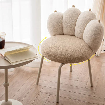Modern Minimalist Cat-Claw-Shaped Lambswool Carbon Steel Vanity Stool Backrest Armless For Bedroom