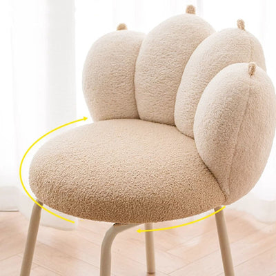 Modern Minimalist Cat-Claw-Shaped Lambswool Carbon Steel Vanity Stool Backrest Armless For Bedroom