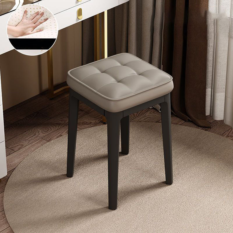 Taburete de tocador sin respaldo ni brazos de cuero de microfibra rectangular minimalista moderno para dormitorio 