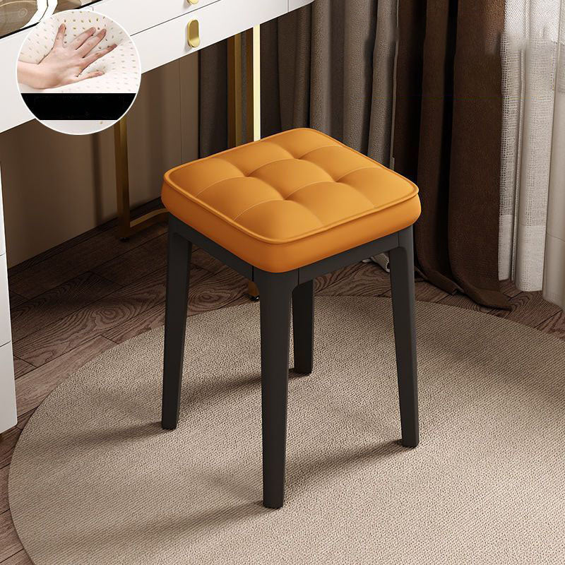 Taburete de tocador sin respaldo ni brazos de cuero de microfibra rectangular minimalista moderno para dormitorio 
