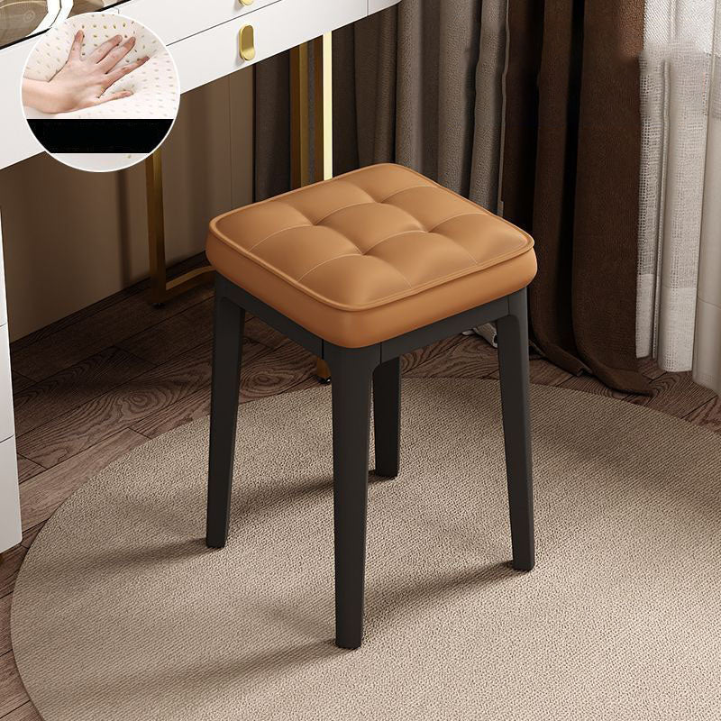 Taburete de tocador sin respaldo ni brazos de cuero de microfibra rectangular minimalista moderno para dormitorio 