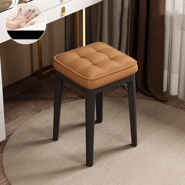 Taburete de tocador sin respaldo ni brazos de cuero de microfibra rectangular minimalista moderno para dormitorio 