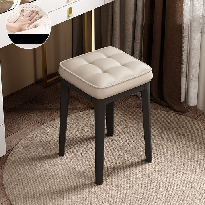 Taburete de tocador sin respaldo ni brazos de cuero de microfibra rectangular minimalista moderno para dormitorio 