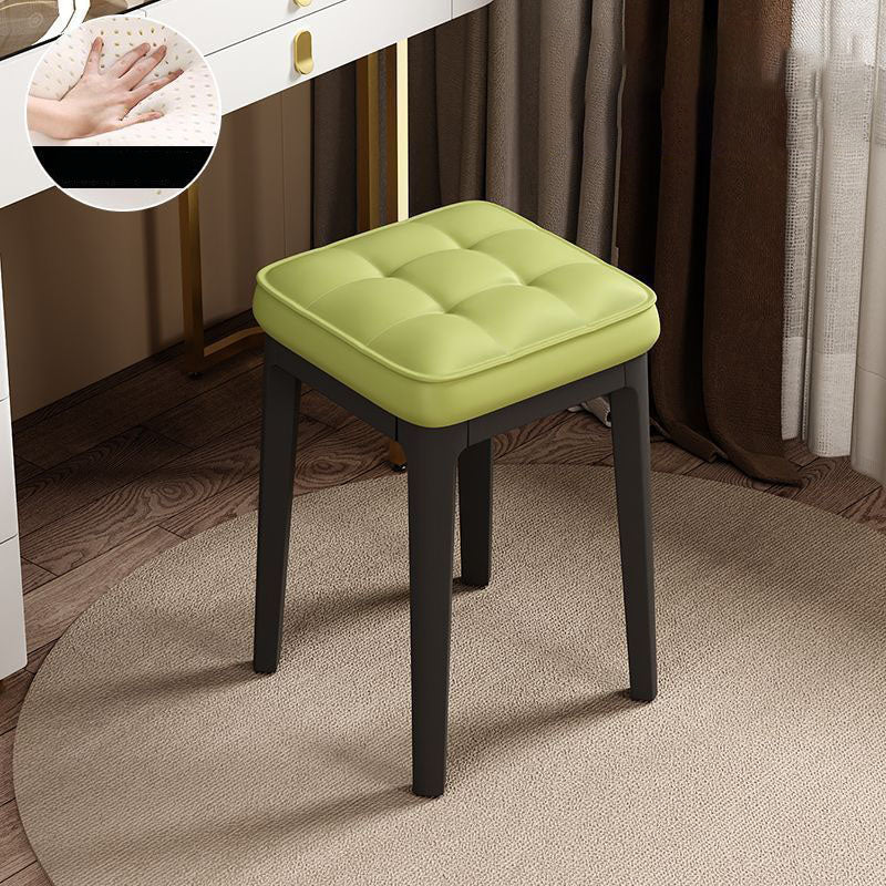 Taburete de tocador sin respaldo ni brazos de cuero de microfibra rectangular minimalista moderno para dormitorio 