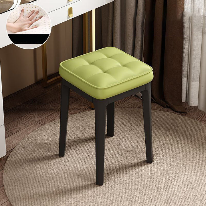 Taburete de tocador sin respaldo ni brazos de cuero de microfibra rectangular minimalista moderno para dormitorio 