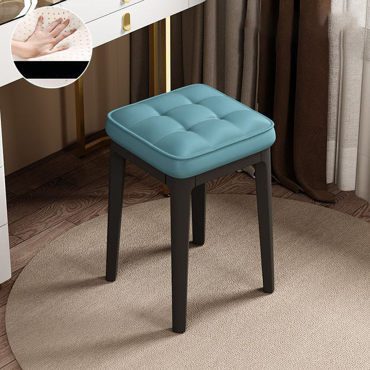 Taburete de tocador sin respaldo ni brazos de cuero de microfibra rectangular minimalista moderno para dormitorio 