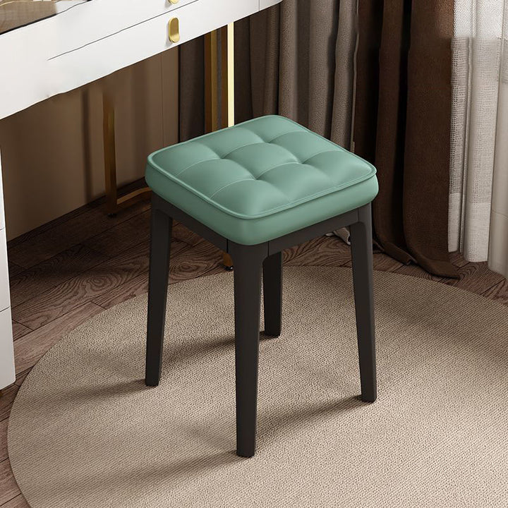 Taburete de tocador sin respaldo ni brazos de cuero de microfibra rectangular minimalista moderno para dormitorio 