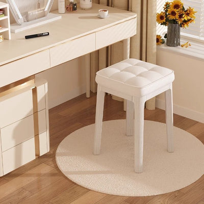 Modern Minimalist Rectangular Microfiber Leather PP Vanity Stool Backless Armless For Bedroom