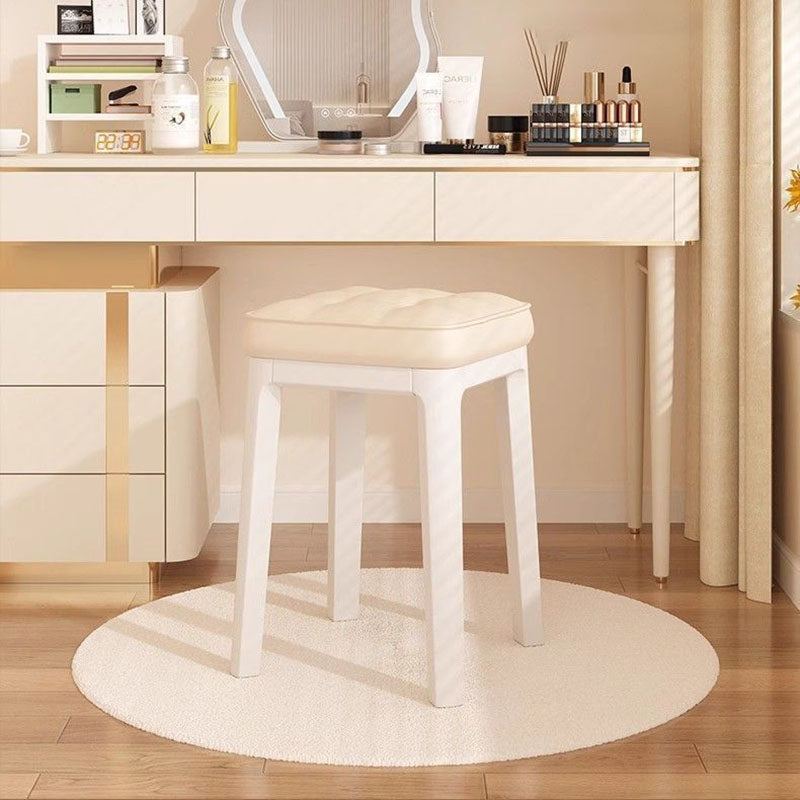 Taburete de tocador sin respaldo ni brazos de cuero de microfibra rectangular minimalista moderno para dormitorio 