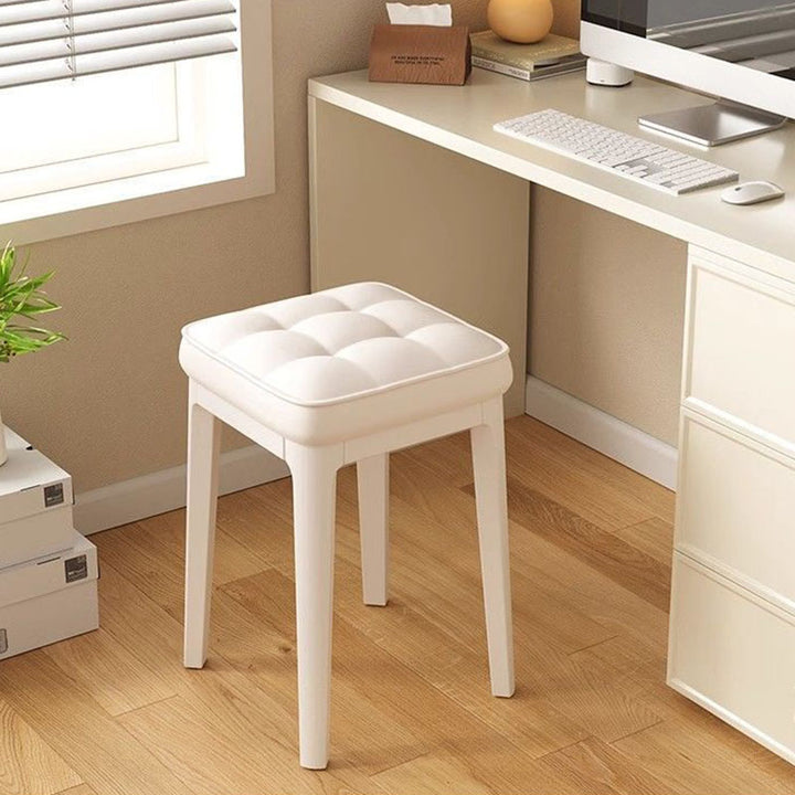 Taburete de tocador sin respaldo ni brazos de cuero de microfibra rectangular minimalista moderno para dormitorio 